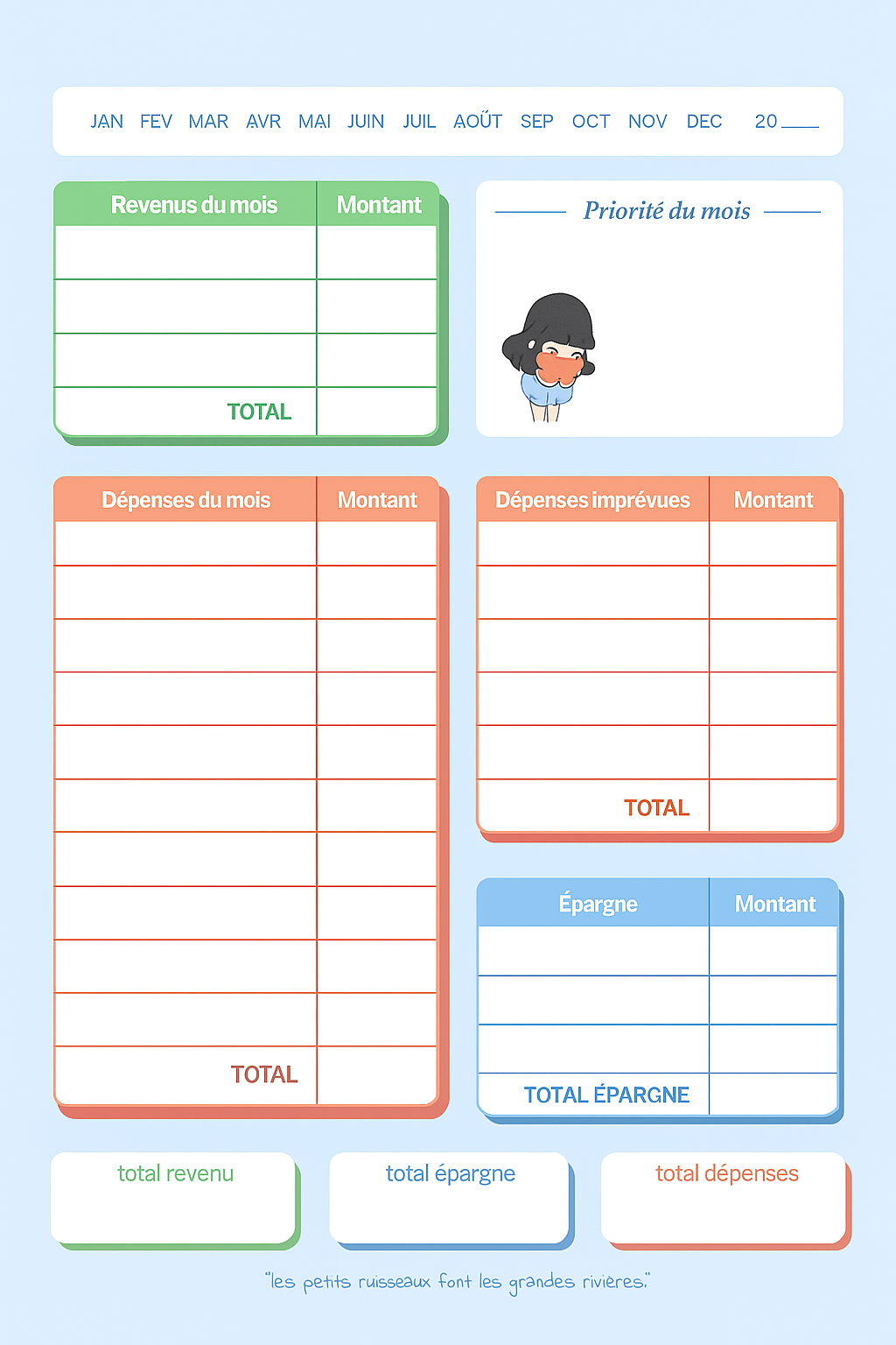 📓 Budget Planner & Organisation – Ma vie, mon budget